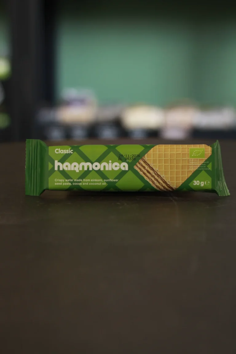 Био хрупкава вафла Harmonica Класика с лимец 30 грама традиционен здравословен десерт от фермерски магазин Дружба